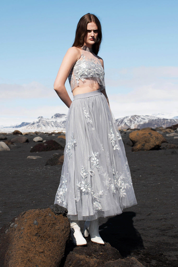 RIBBON EMBROIDERED MAXI SKIRT SET - dash and dot dash and dot