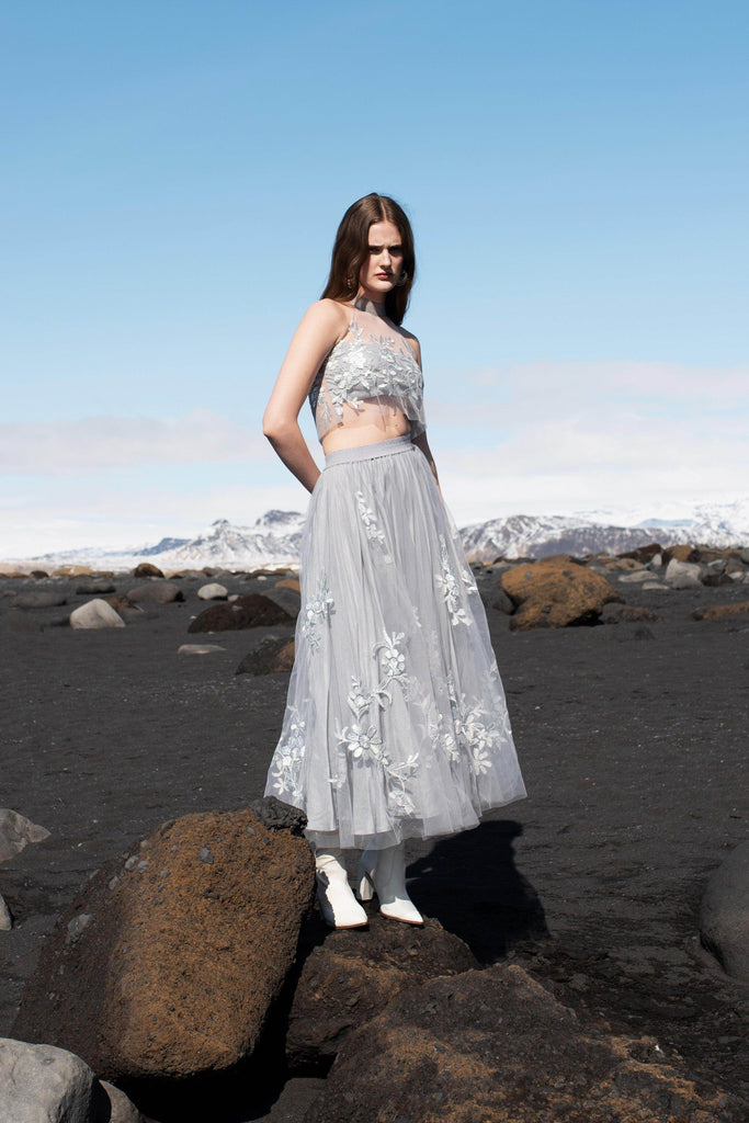 RIBBON EMBROIDERED MAXI SKIRT - dash and dot dash and dot