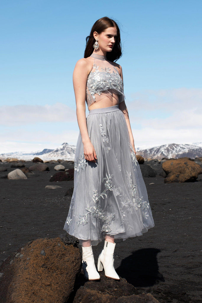 RIBBON EMBROIDERED MAXI SKIRT SET - dash and dot dash and dot