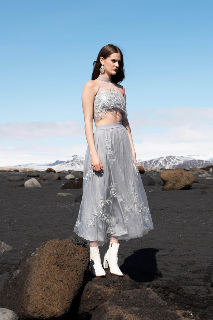 RIBBON EMBROIDERED MAXI SKIRT - dash and dot dash and dot