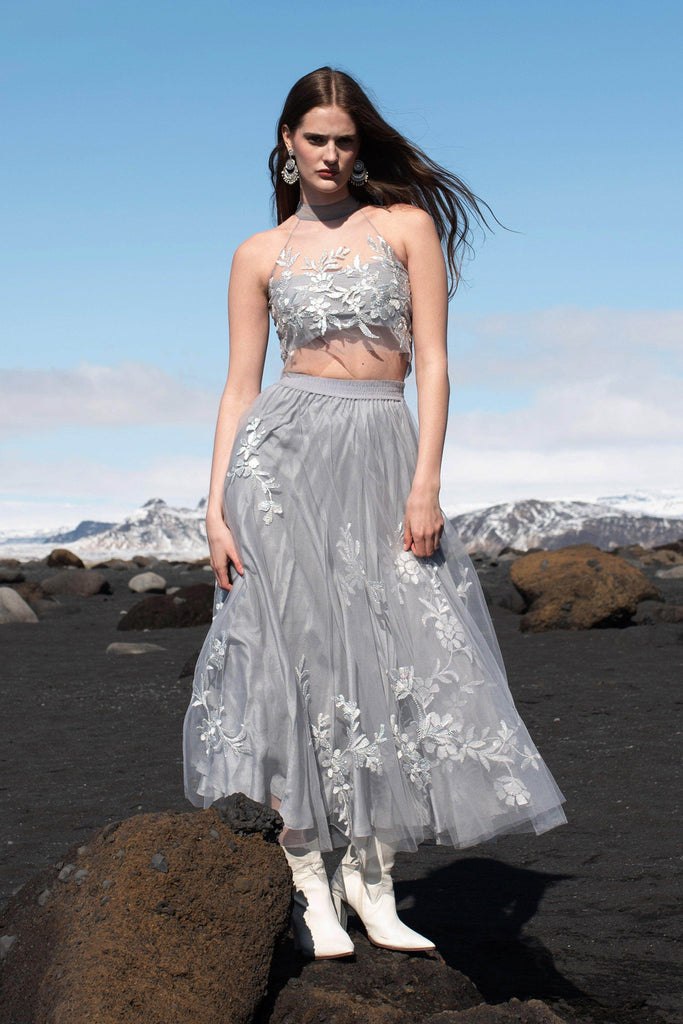 RIBBON EMBROIDERED MAXI SKIRT SET - dash and dot dash and dot