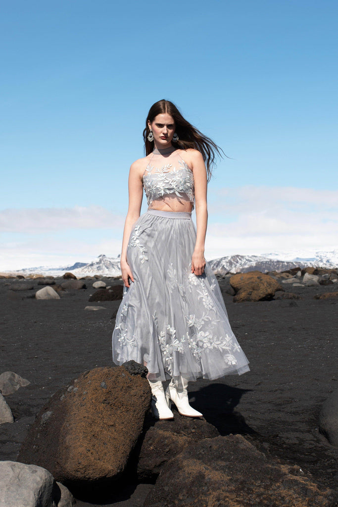 RIBBON EMBROIDERED MAXI SKIRT - dash and dot dash and dot