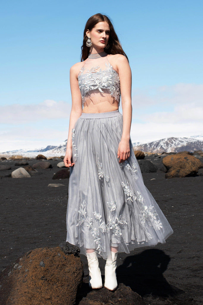 RIBBON EMBROIDERED MAXI SKIRT SET - dash and dot dash and dot