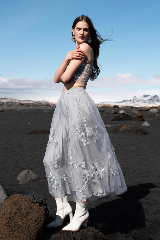 RIBBON EMBROIDERED MAXI SKIRT SET - dash and dot dash and dot