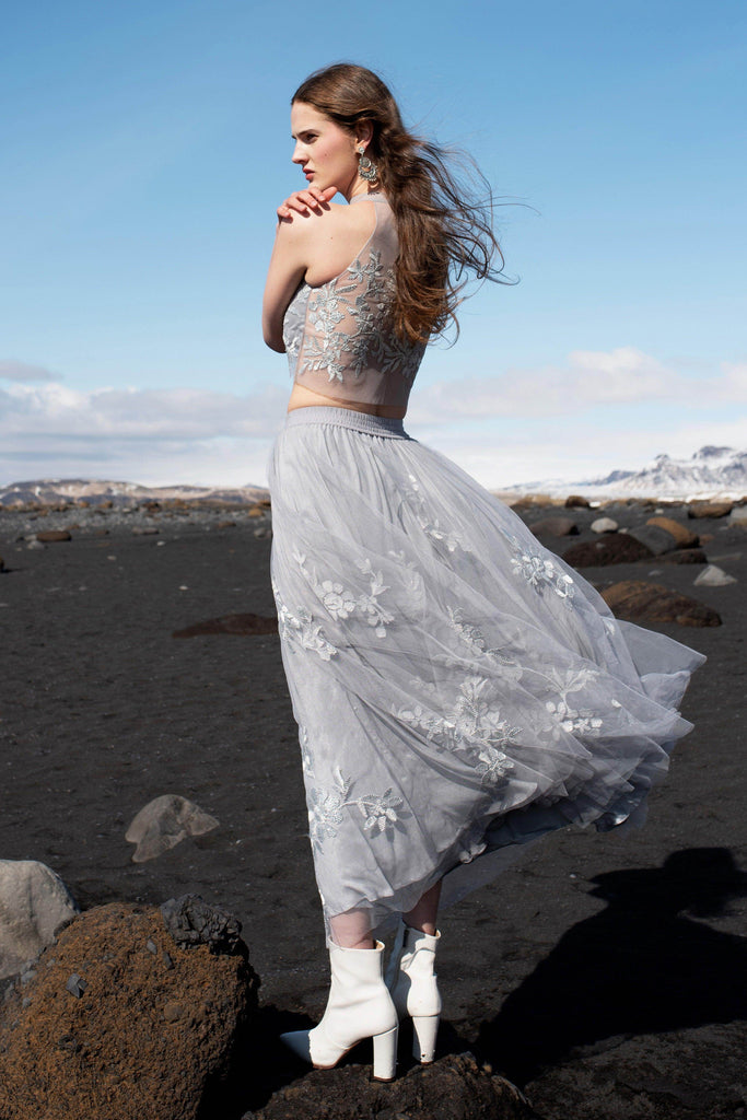 RIBBON EMBROIDERED MAXI SKIRT SET - dash and dot dash and dot