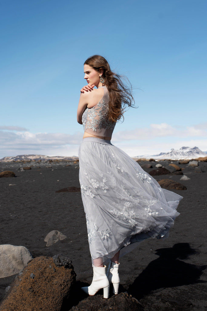 RIBBON EMBROIDERED MAXI SKIRT - dash and dot dash and dot