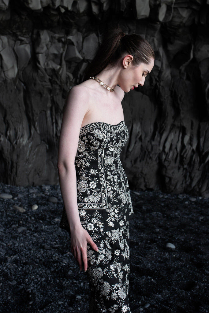 METALLIC EMBROIDERED CORSET SUIT - dash and dot dash and dot