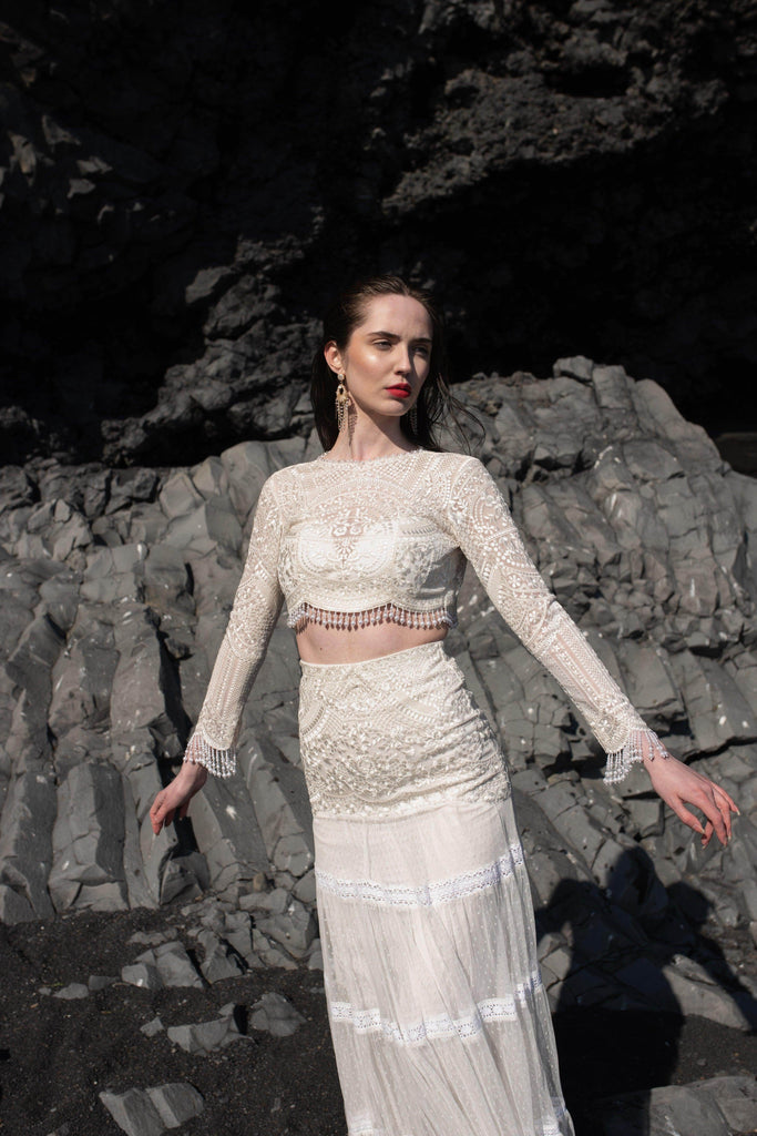 EMBROIDERED PEARL FRINGED TOP - dash and dot dash and dot