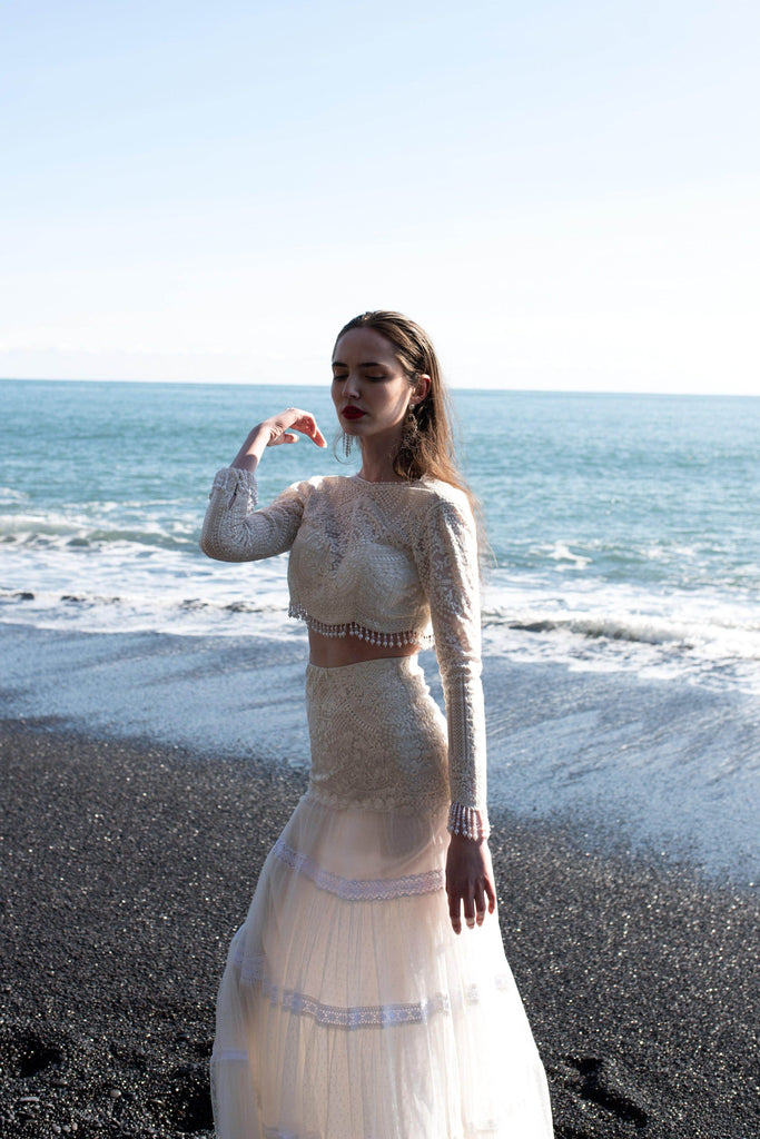 EMBROIDERED PEARL FRINGED TOP - dash and dot dash and dot