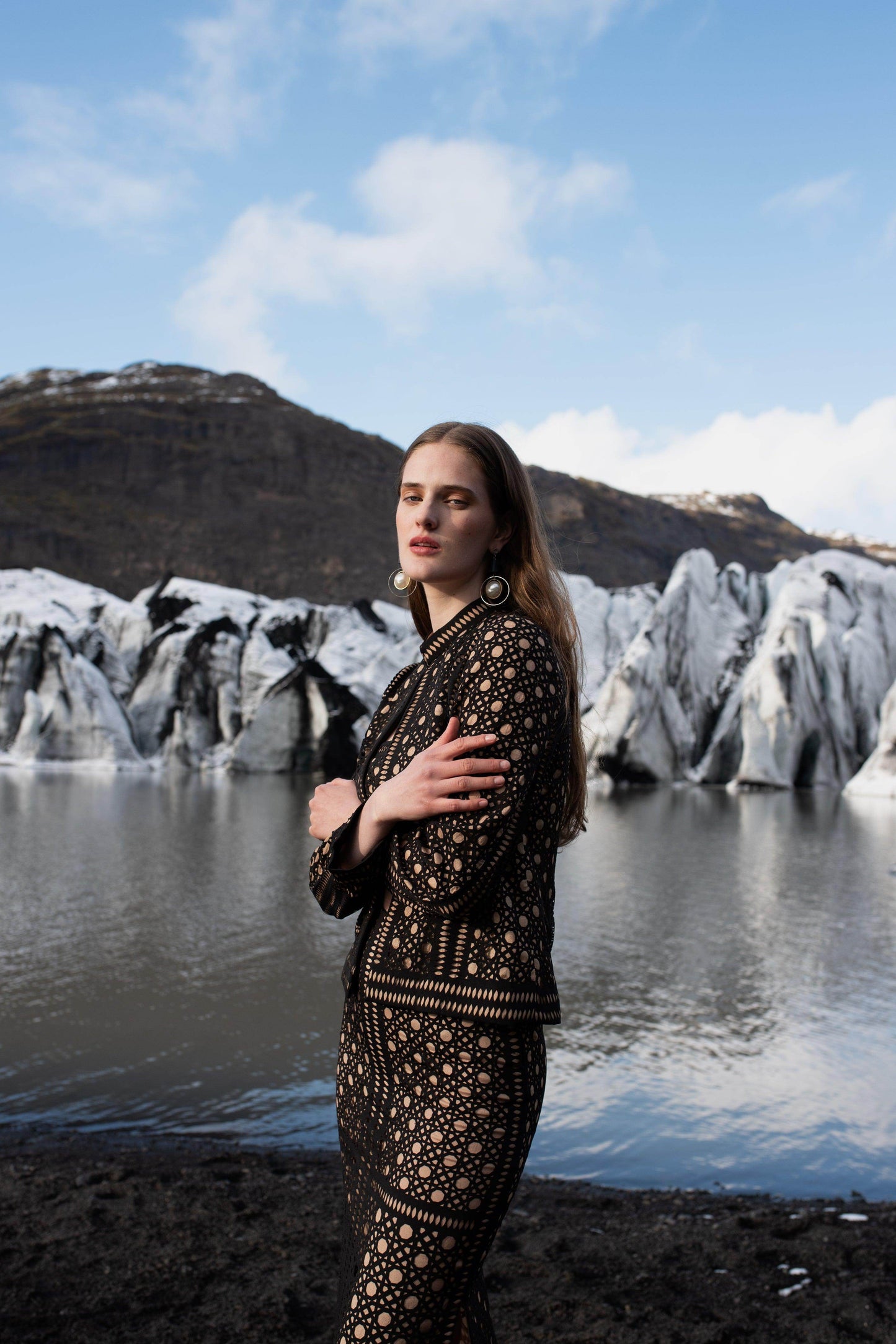 CANING CUTWORK JACKET AND SKIRT SET - dash and dot