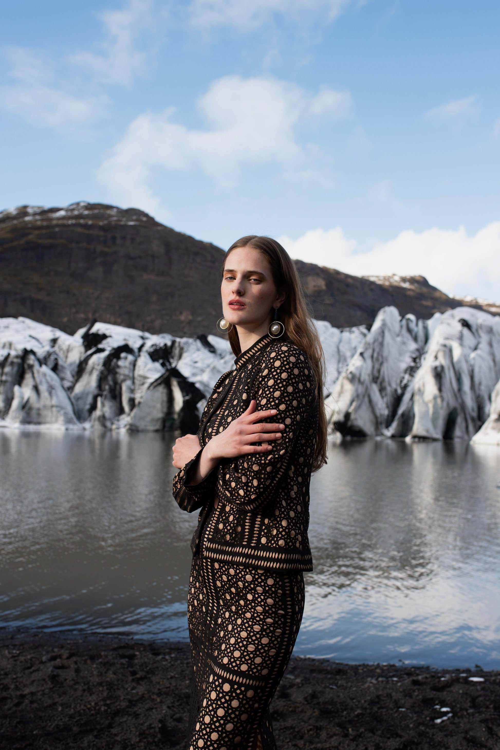 CANING CUTWORK BANDEAU AND SKIRT SET - dash and dot