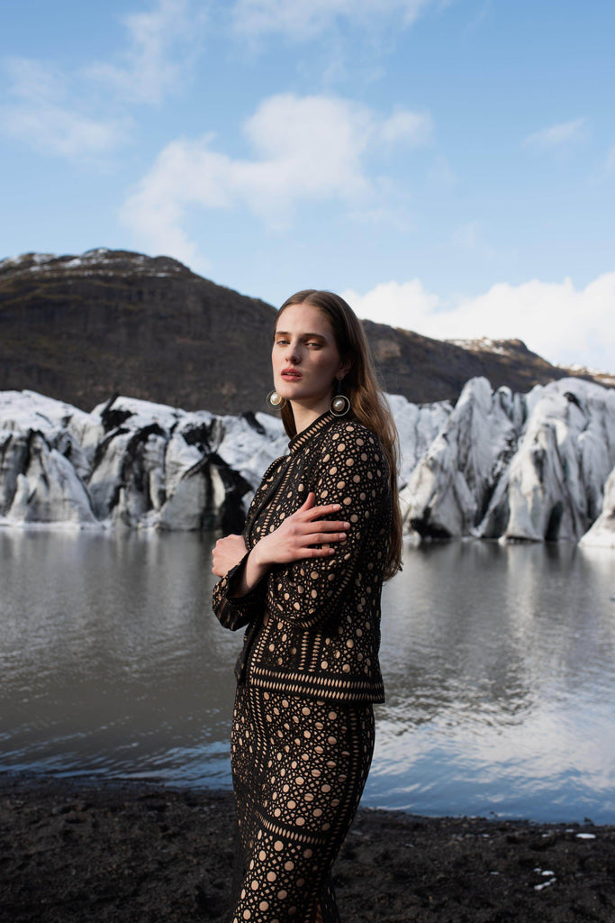 CANING CUTWORK BANDEAU AND SKIRT SET - dash and dot dash and dot