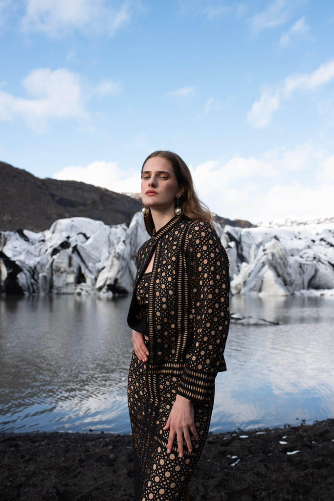 CANING CUTWORK JACKET AND SKIRT SET - dash and dot dash and dot