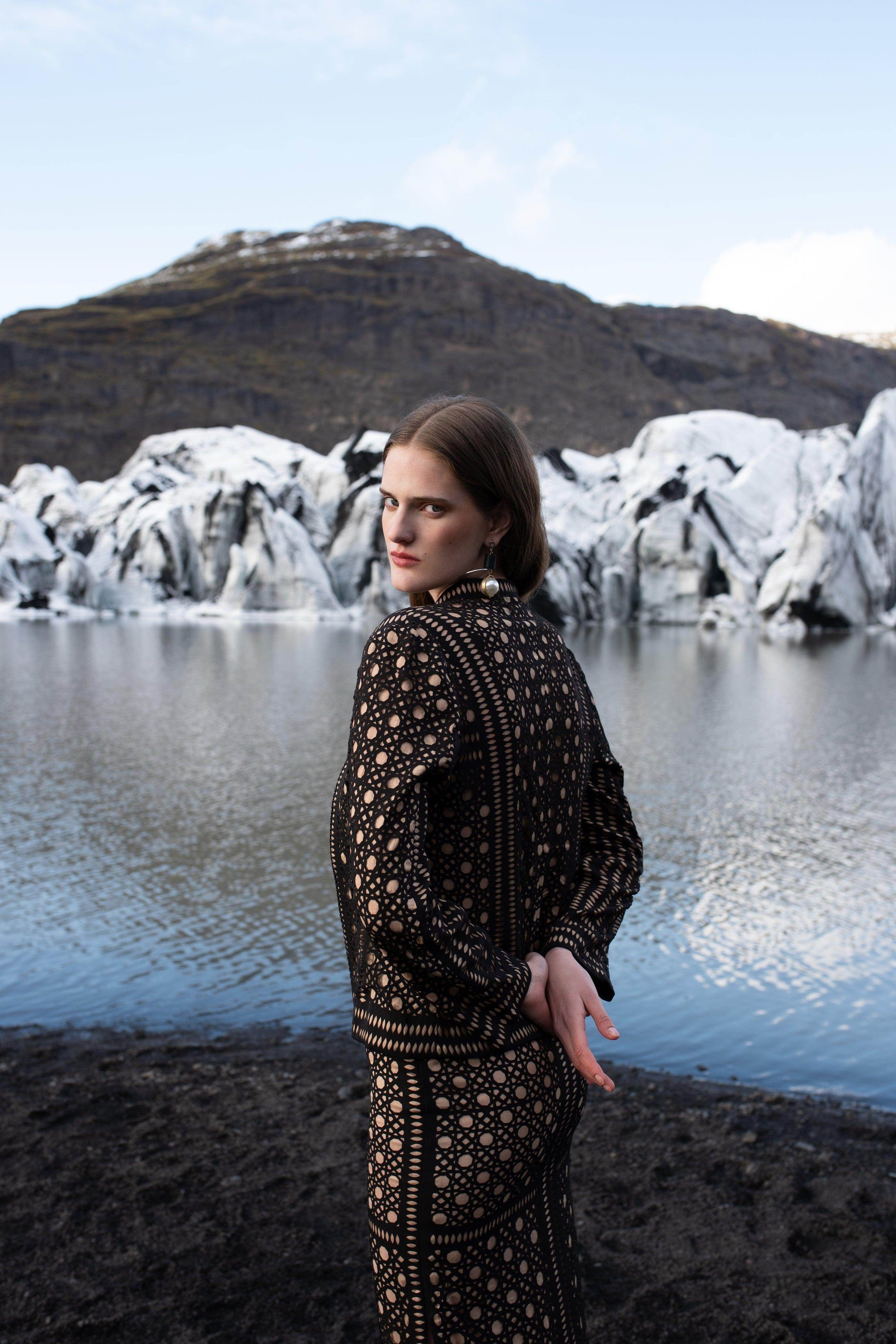 CANING CUTWORK BANDEAU AND SKIRT SET - dash and dot