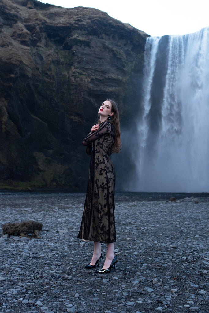 BORDER FLORAL EMBROIDERED GOWN - dash and dot dash and dot