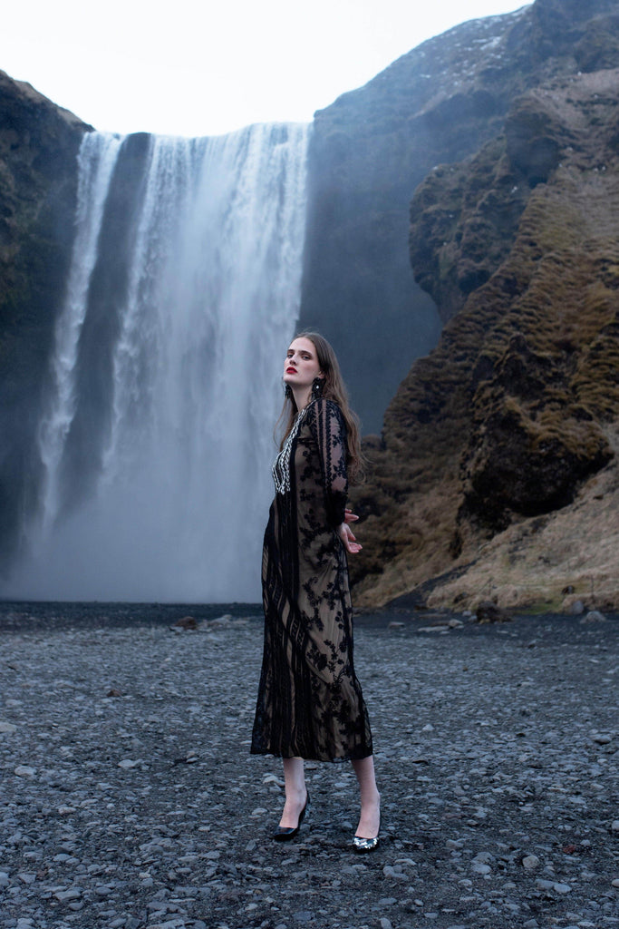 BORDER FLORAL EMBROIDERED GOWN - dash and dot dash and dot