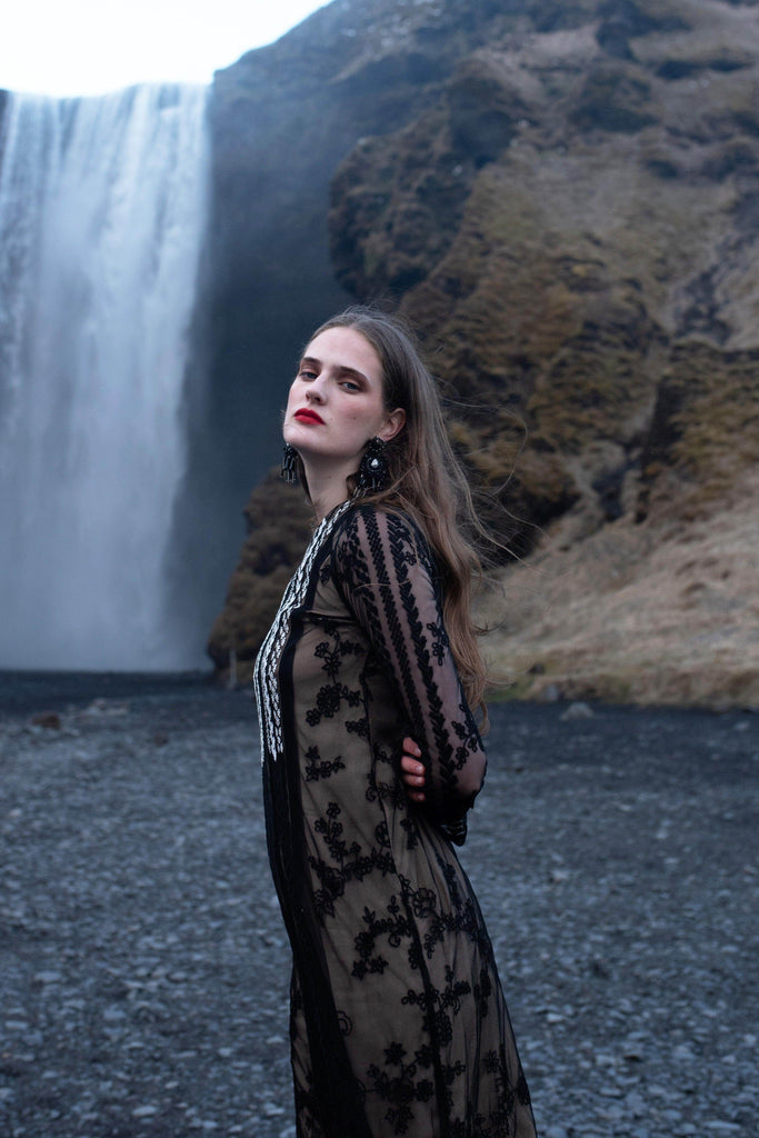 BORDER FLORAL EMBROIDERED GOWN - dash and dot dash and dot