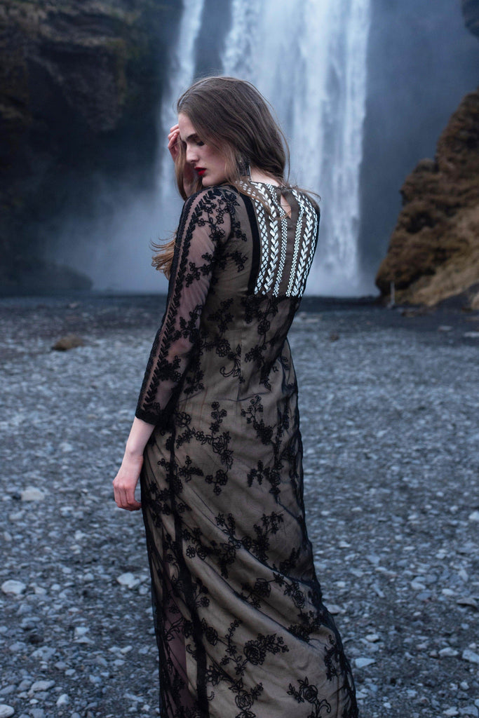 BORDER FLORAL EMBROIDERED GOWN - dash and dot dash and dot