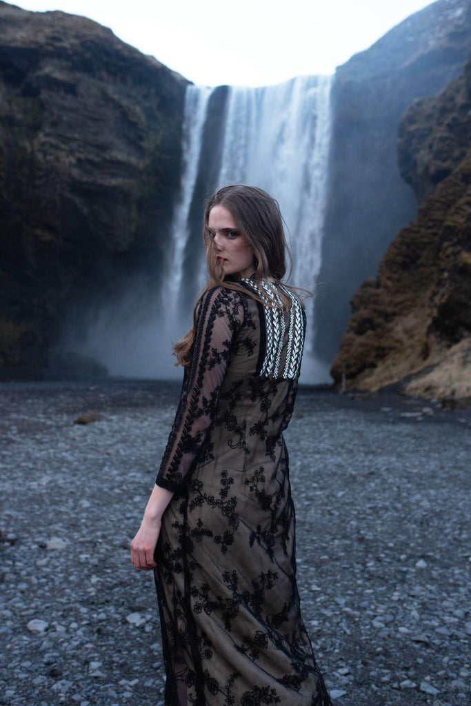 BORDER FLORAL EMBROIDERED GOWN - dash and dot dash and dot