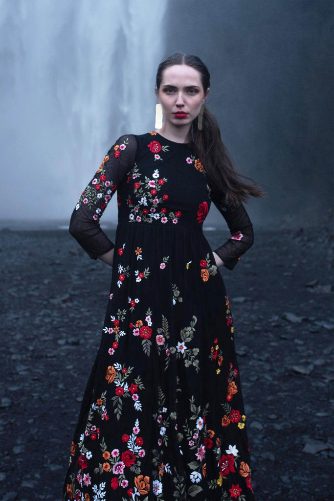 MULTI FLORAL EMBROIDERED GOWN - dash and dot dash and dot