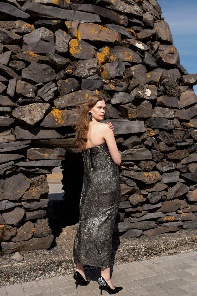 FOIL TUBE DRESS - dash and dot dash and dot