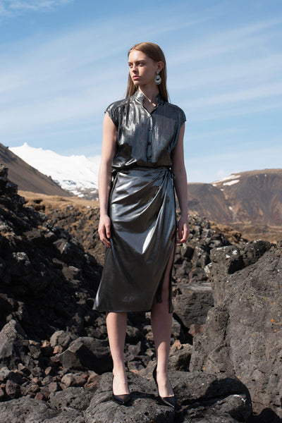 METALLIC WRAP SKIRT - dash and dot