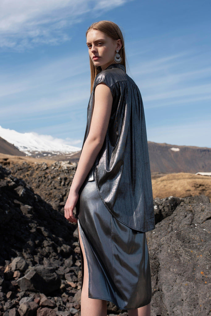 METALLIC WRAP SKIRT - dash and dot dash and dot