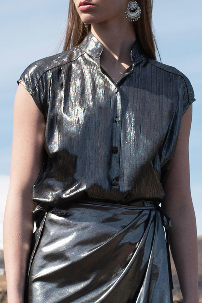 TEXTURED METALLIC SHIRT - dash and dot dash and dot