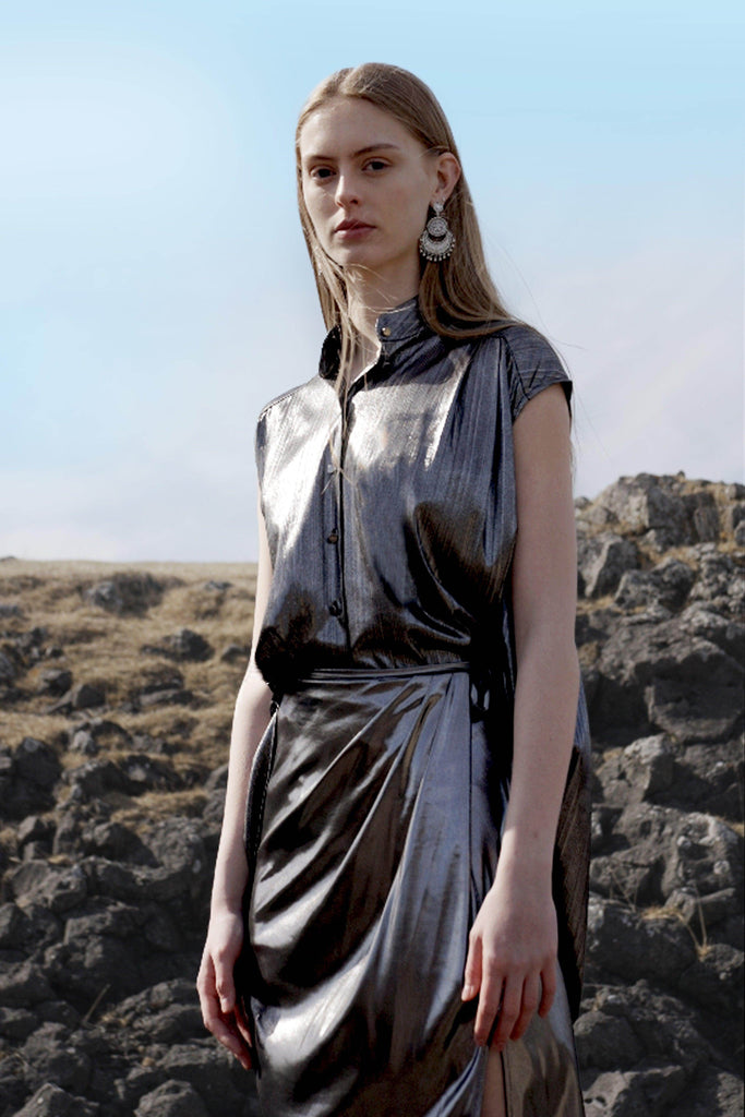 METALLIC WRAP SKIRT - dash and dot dash and dot