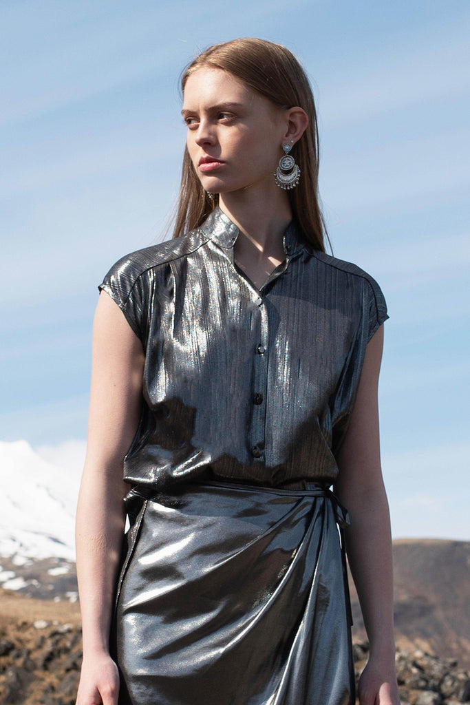 METALLIC WRAP SKIRT - dash and dot dash and dot