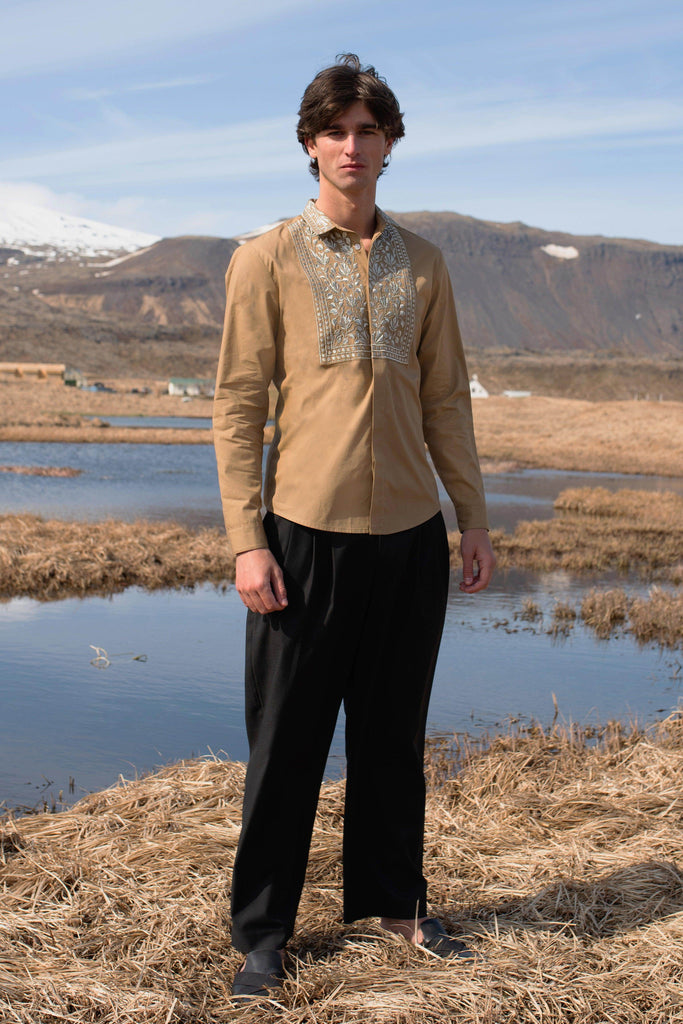 METALLIC EMBROIDERED BIB SHIRT - dash and dot dash and dot