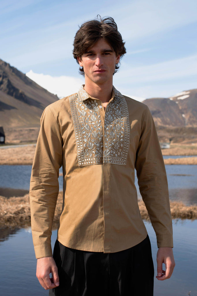 METALLIC EMBROIDERED BIB SHIRT - dash and dot dash and dot