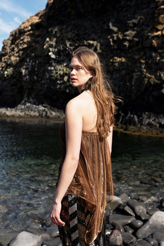 DRAPE & CHAIN LAMÉ TOP - dash and dot dash and dot