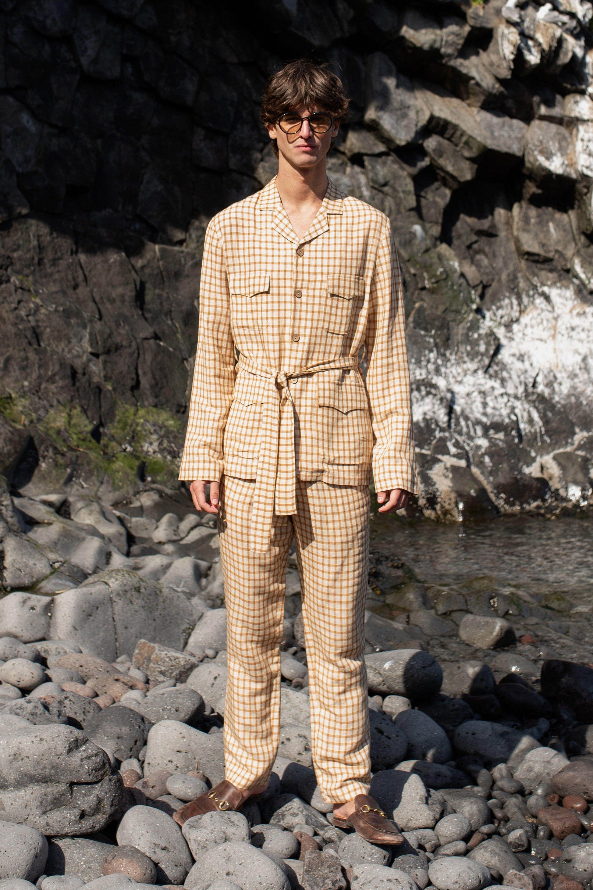 LINEN CHECK PANT - dash and dot