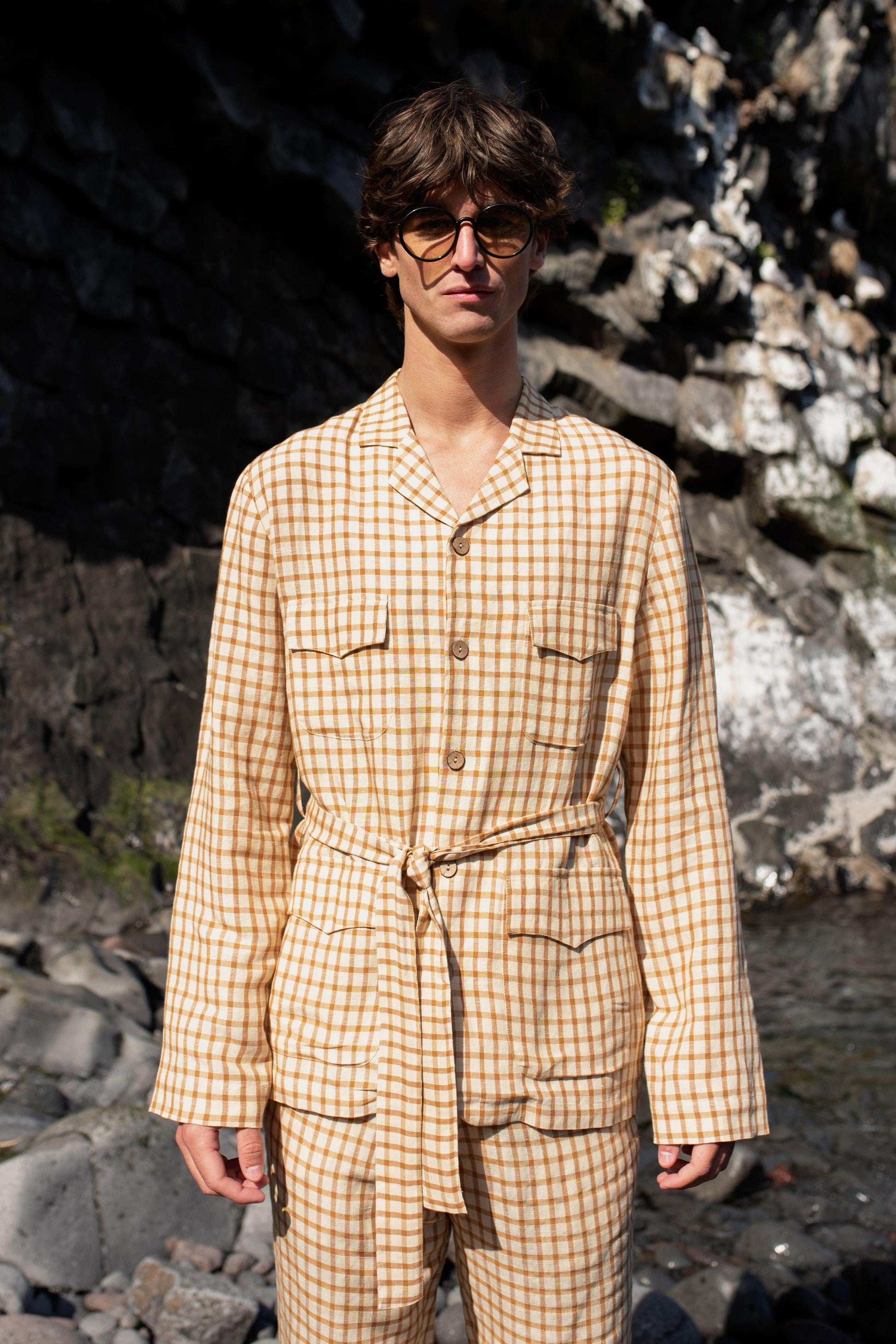 LINEN CHECK PANT - dash and dot