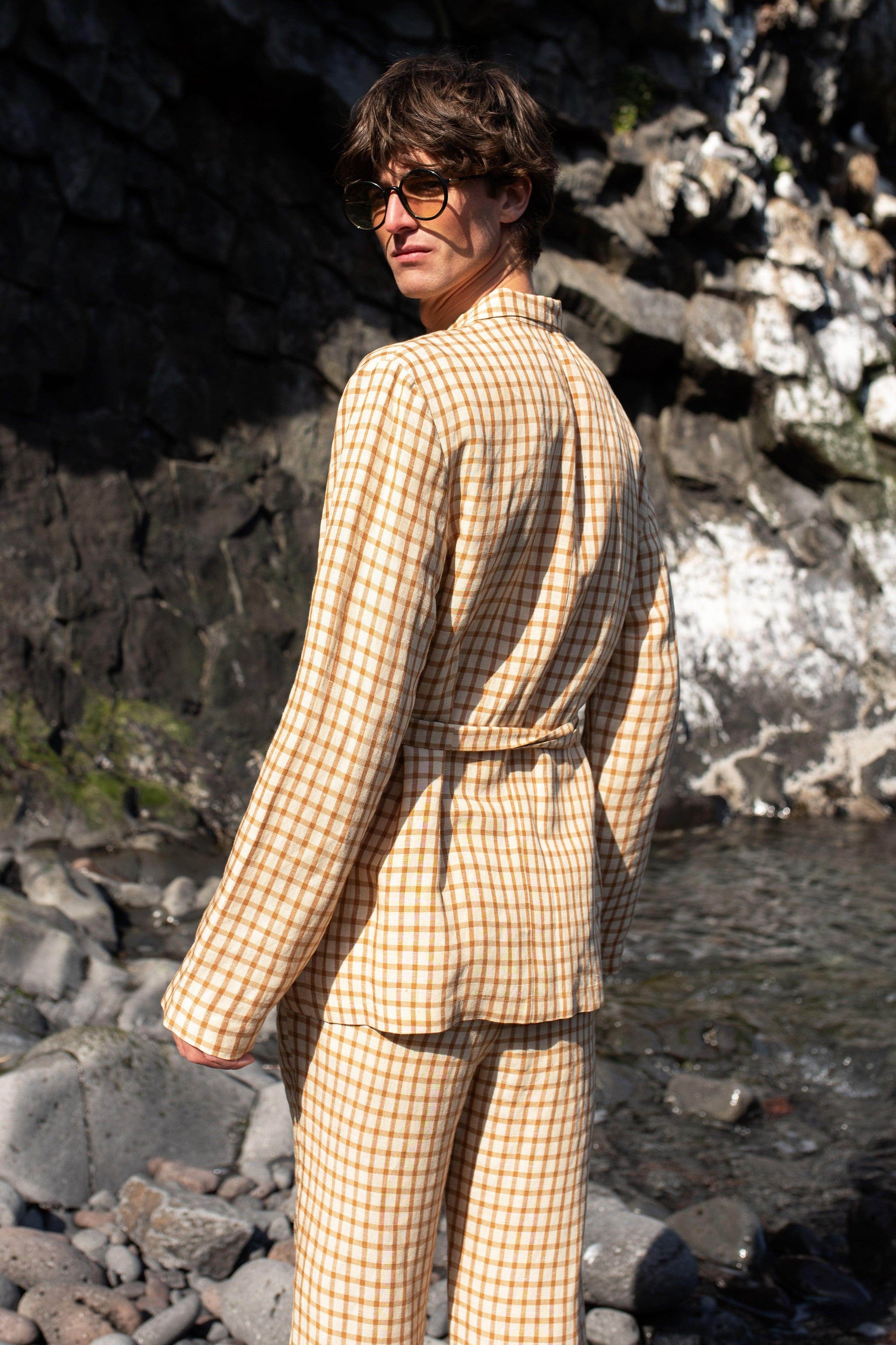 LINEN CHECK PANT - dash and dot