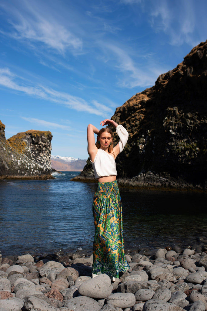 FIT & FLAIR PAISLEY SKIRT - dash and dot dash and dot