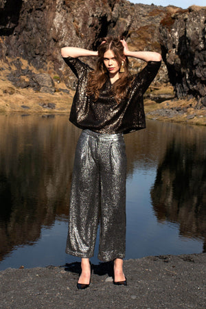 SEQUIN STRAIGHT PANT - dash and dot