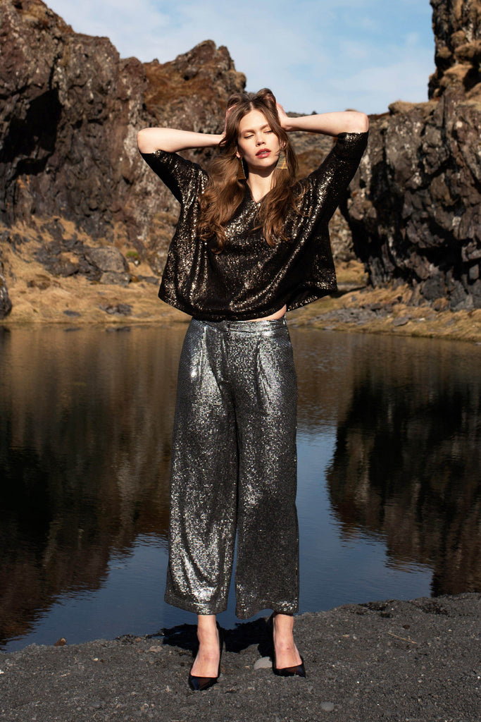 SEQUIN STRAIGHT PANT - dash and dot dash and dot