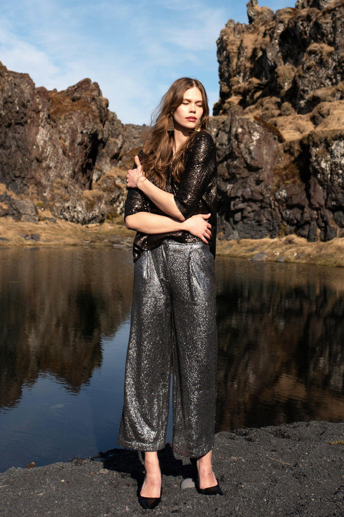 SEQUIN STRAIGHT PANT - dash and dot dash and dot