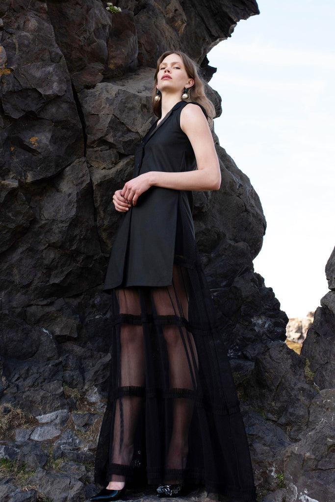 PLEATED TULLE MAXI SKIRT - dash and dot dash and dot