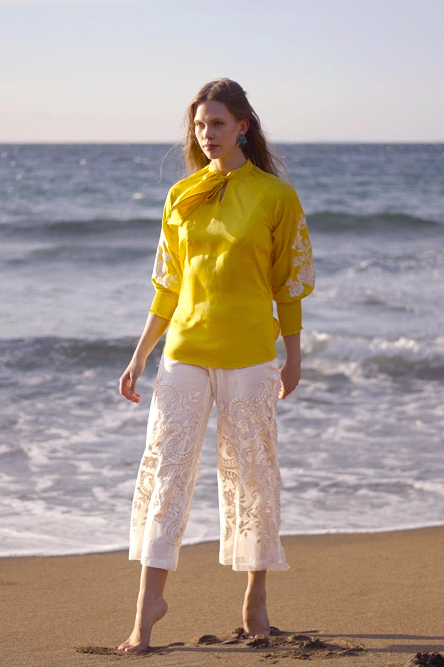 EMBROIDERED IVORY CULOTTE - dash and dot