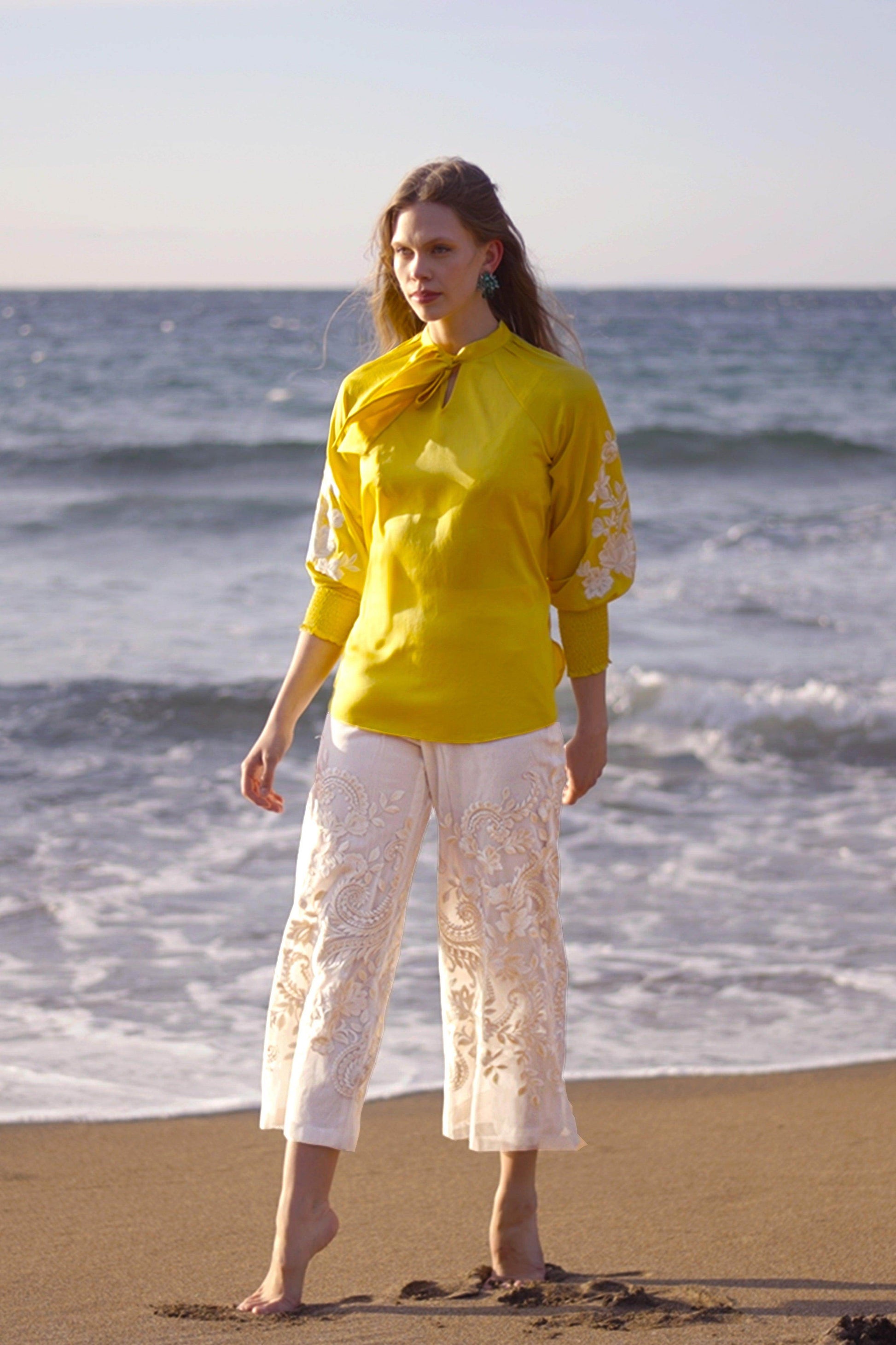 EMBROIDERED IVORY CULOTTE - dash and dot