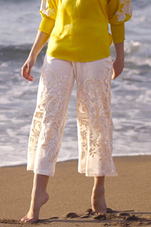EMBROIDERED IVORY CULOTTE - dash and dot