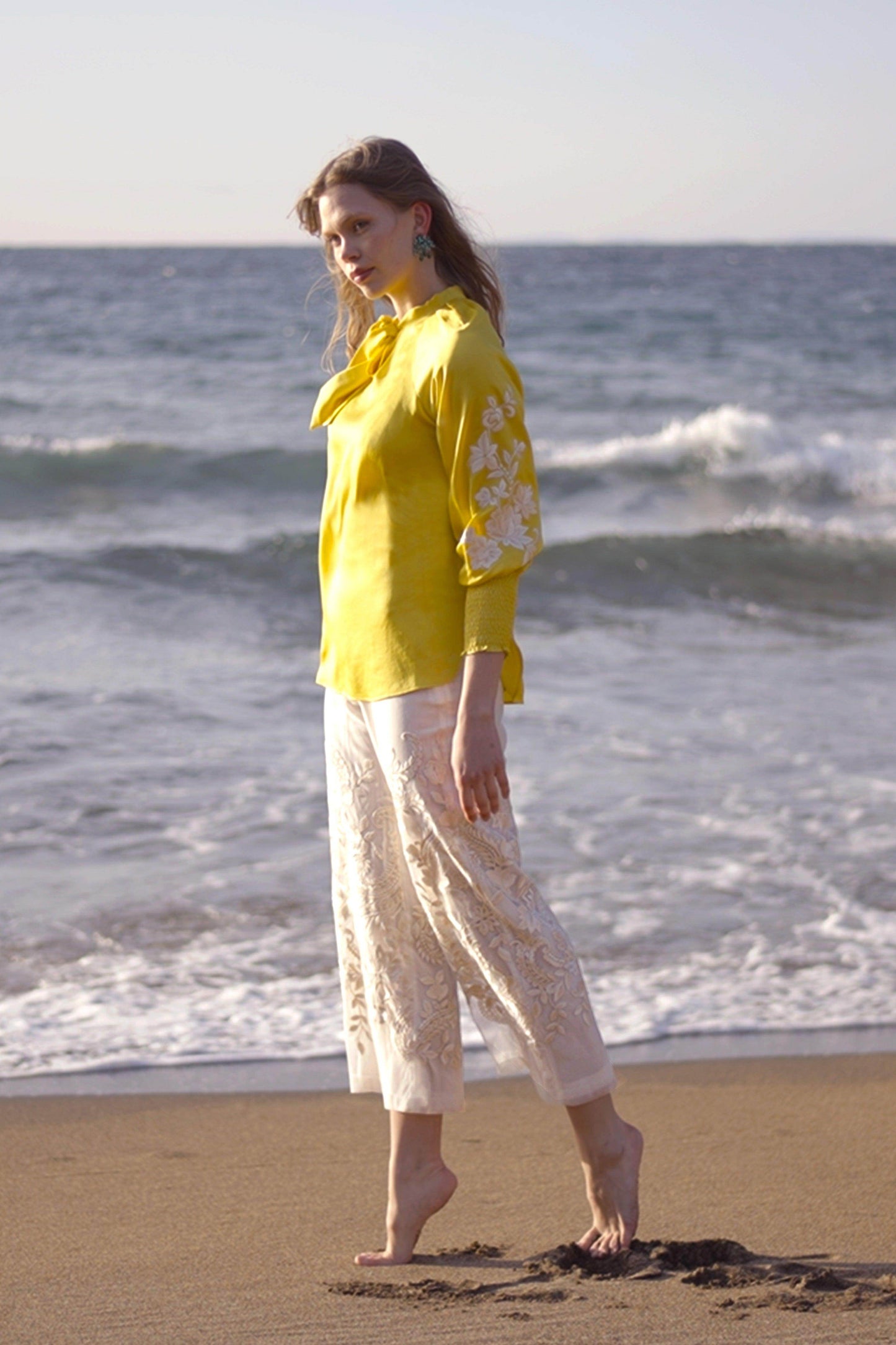 EMBROIDERED IVORY CULOTTE - dash and dot