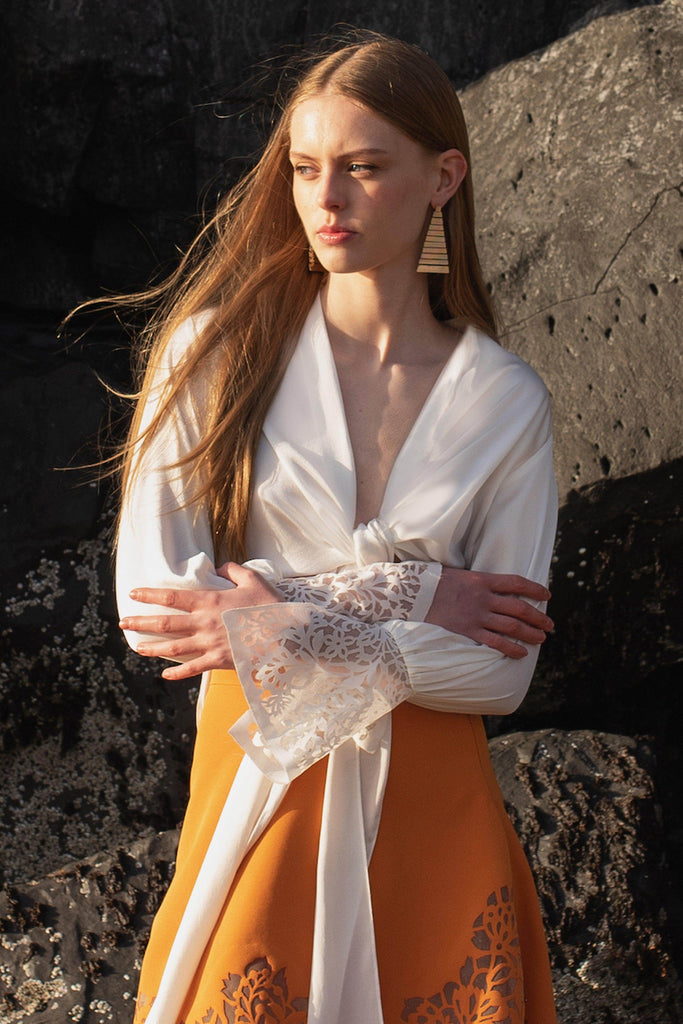 CUTWORK MIDI SKIRT - dash and dot dash and dot