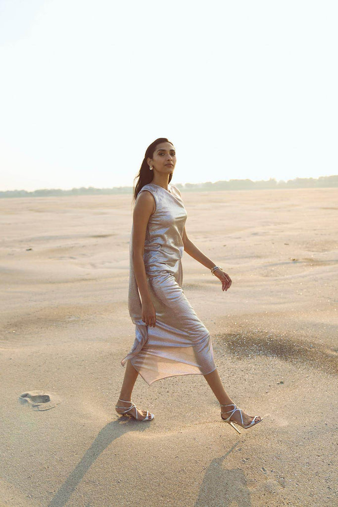 SHIMMER DRAPED SKIRT SET - dash and dot dash and dot