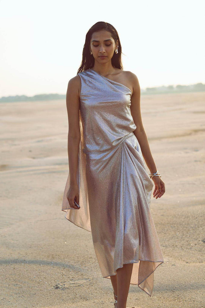 SHIMMER DRAPED SKIRT SET - dash and dot dash and dot