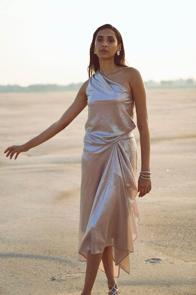 SHIMMER DRAPED SKIRT SET - dash and dot dash and dot