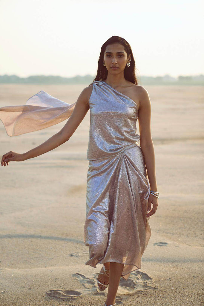 SHIMMER DRAPED SKIRT SET - dash and dot dash and dot